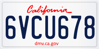 CA license plate 6VCU678