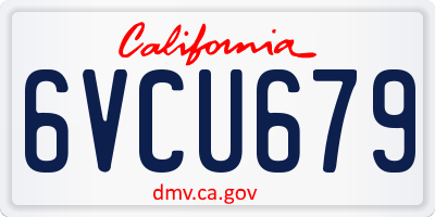 CA license plate 6VCU679