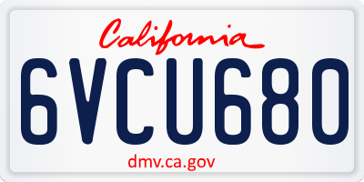 CA license plate 6VCU680