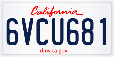 CA license plate 6VCU681