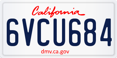 CA license plate 6VCU684