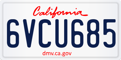 CA license plate 6VCU685