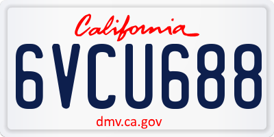 CA license plate 6VCU688