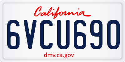 CA license plate 6VCU690