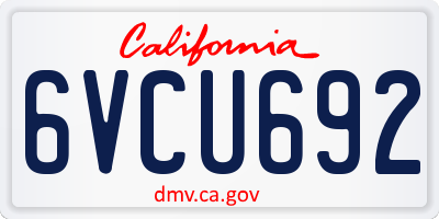 CA license plate 6VCU692