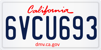 CA license plate 6VCU693