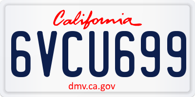CA license plate 6VCU699