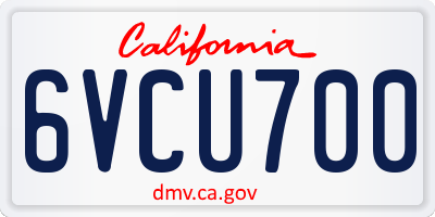 CA license plate 6VCU700