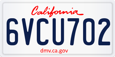 CA license plate 6VCU702