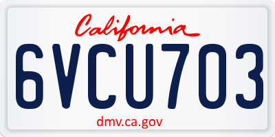 CA license plate 6VCU703