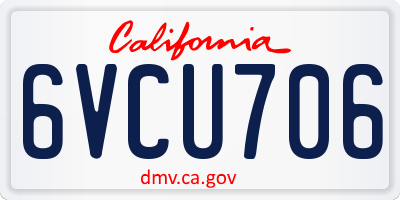 CA license plate 6VCU706