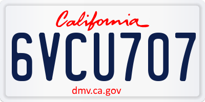 CA license plate 6VCU707