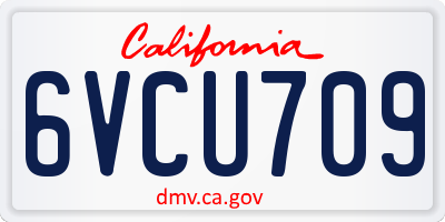 CA license plate 6VCU709