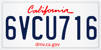CA license plate 6VCU716