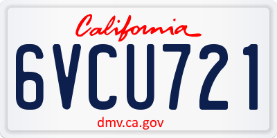 CA license plate 6VCU721