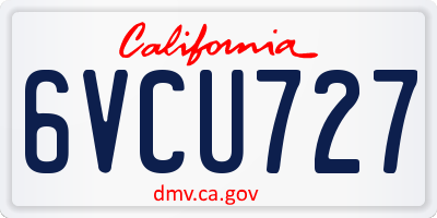 CA license plate 6VCU727
