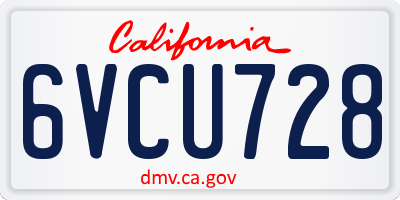 CA license plate 6VCU728