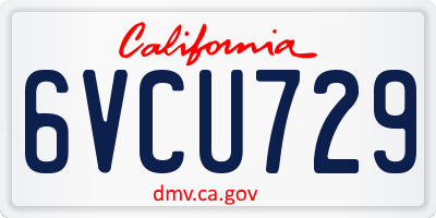 CA license plate 6VCU729