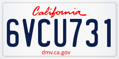 CA license plate 6VCU731