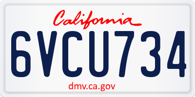 CA license plate 6VCU734