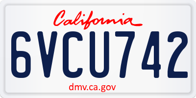 CA license plate 6VCU742