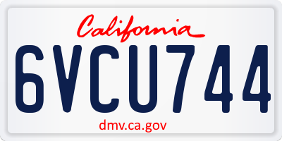 CA license plate 6VCU744