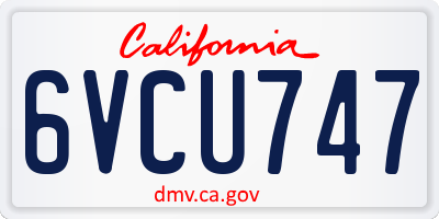 CA license plate 6VCU747