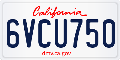 CA license plate 6VCU750