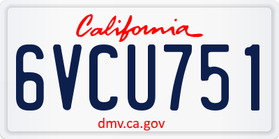CA license plate 6VCU751