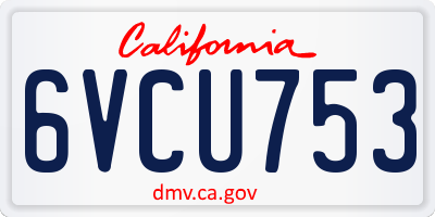 CA license plate 6VCU753