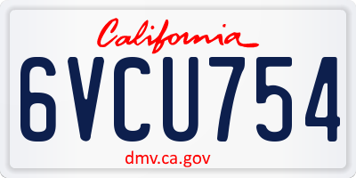 CA license plate 6VCU754
