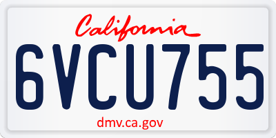 CA license plate 6VCU755