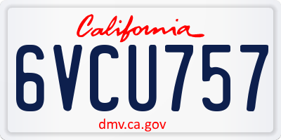 CA license plate 6VCU757