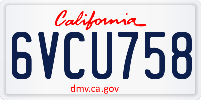 CA license plate 6VCU758