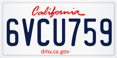 CA license plate 6VCU759
