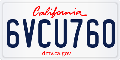 CA license plate 6VCU760