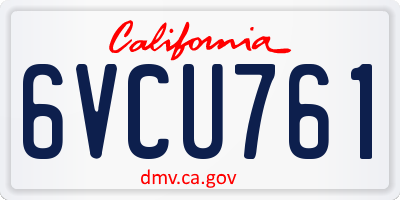 CA license plate 6VCU761