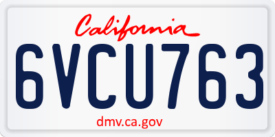 CA license plate 6VCU763