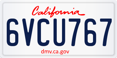 CA license plate 6VCU767
