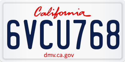 CA license plate 6VCU768