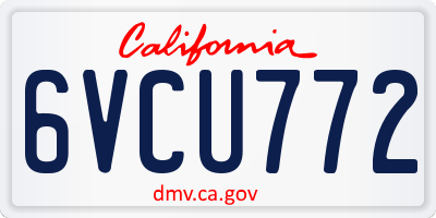 CA license plate 6VCU772