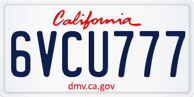 CA license plate 6VCU777