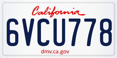 CA license plate 6VCU778