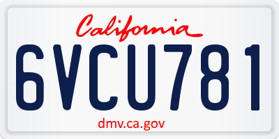 CA license plate 6VCU781