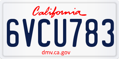 CA license plate 6VCU783