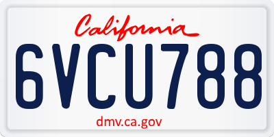 CA license plate 6VCU788