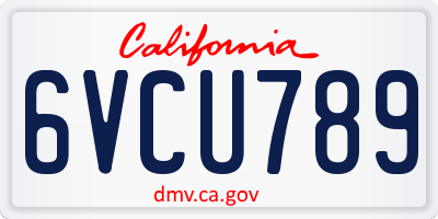 CA license plate 6VCU789