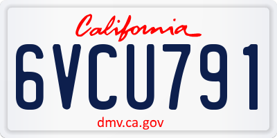 CA license plate 6VCU791