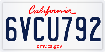 CA license plate 6VCU792