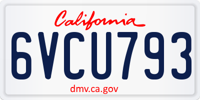 CA license plate 6VCU793